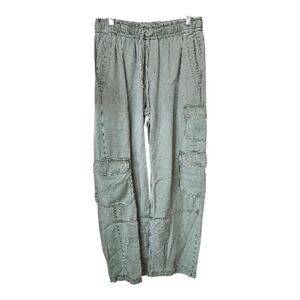 Old Navy Staight Leg Relaxed Drawstring Cargo Pants Green, Small EUC